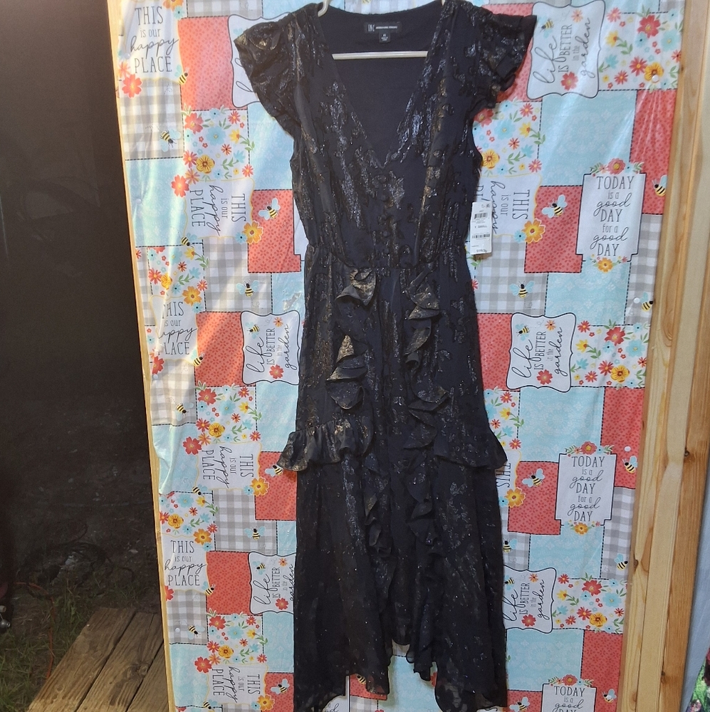 NWT INC WOMENS NAVY RUFFLED DRESS